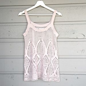 LC LAUREN CONRAD BOHO 100% COTTON LIGHT BEIGE CROCHET TOP